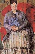 Paul Cezanne madame cezanne in a red armcbair oil painting reproduction